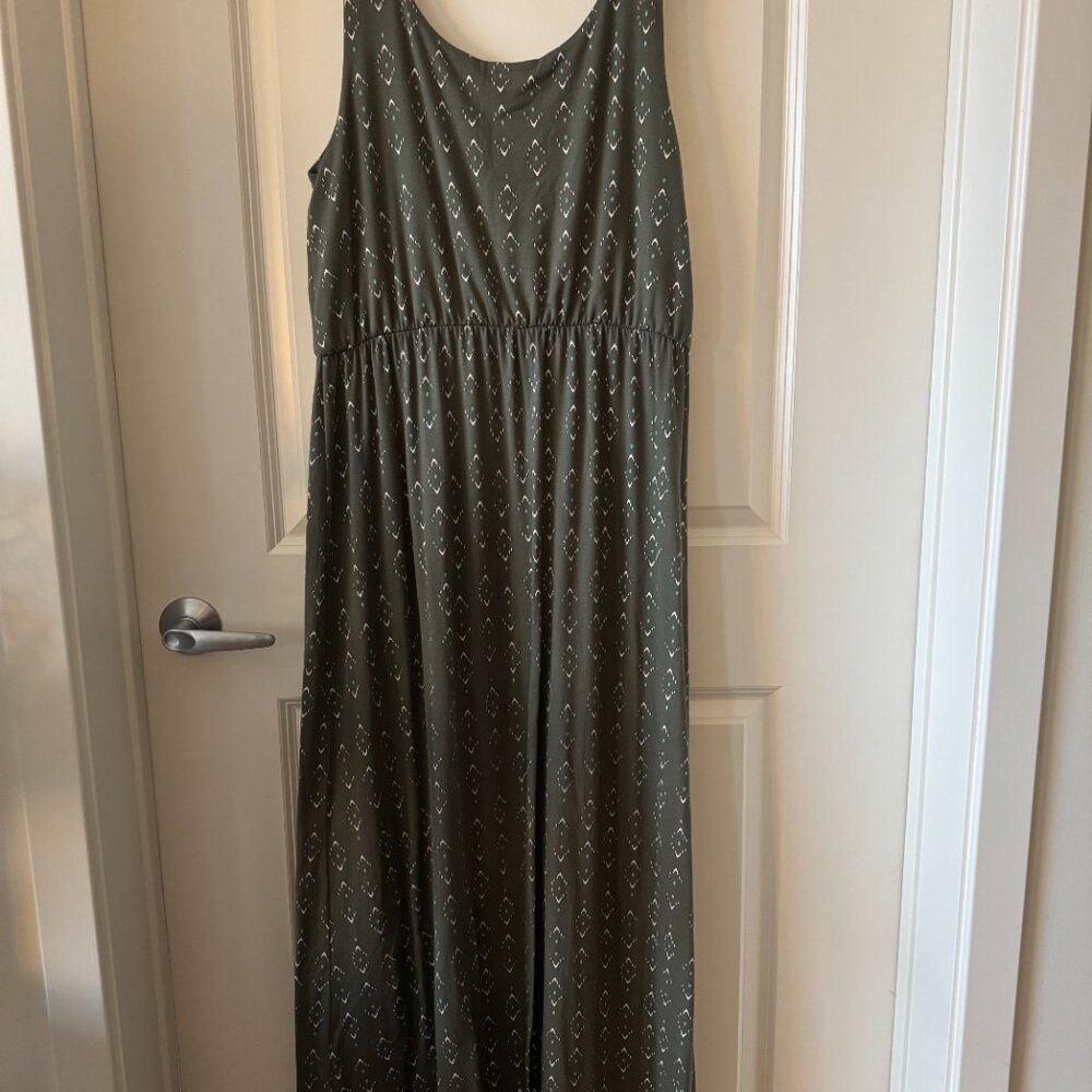 Sonoma Olive Green Boho Maxi Summer Dress XL Sleeveless Casual - Picture 2 of 3